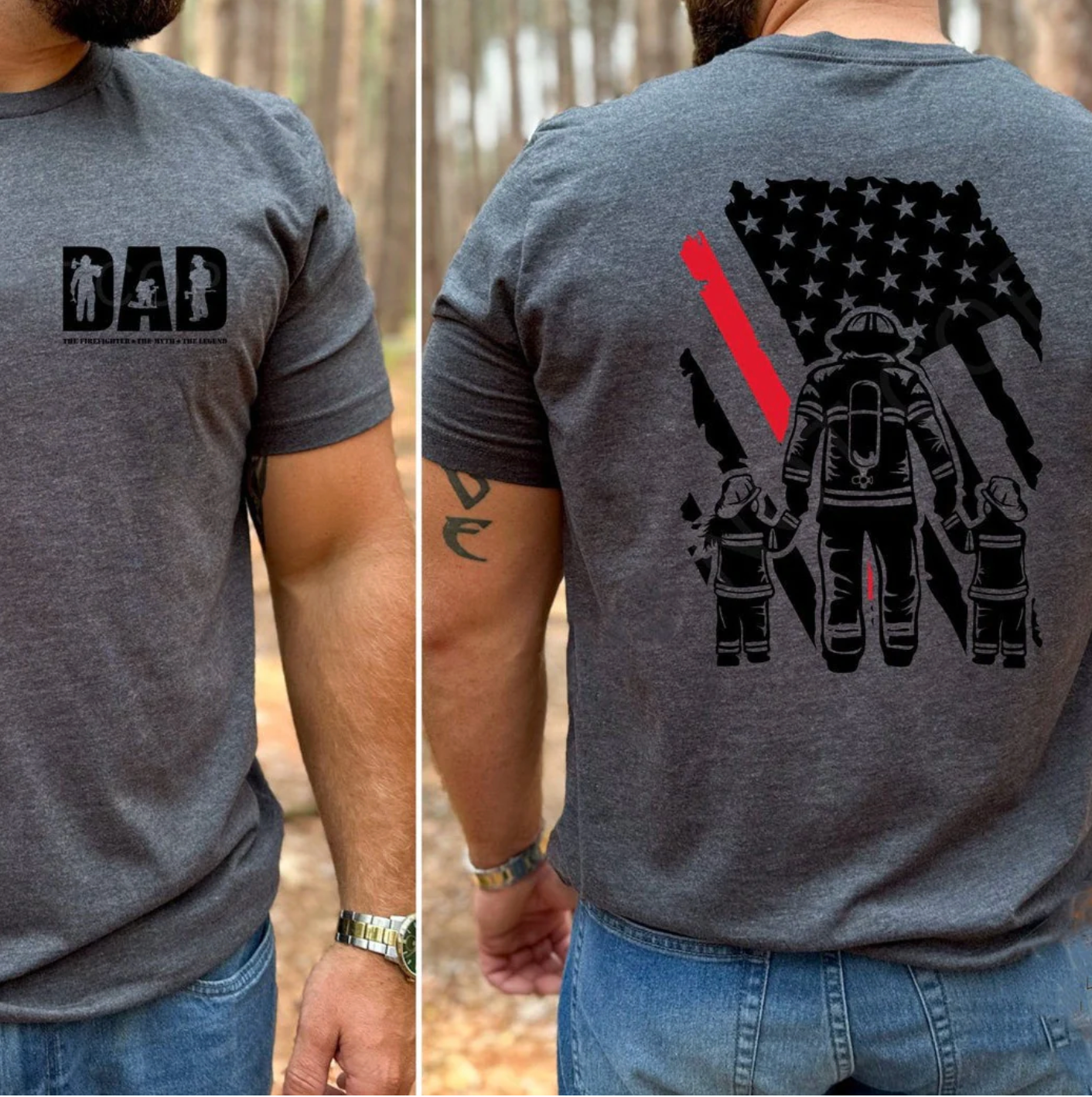 Dad Firefighter Shirt, The Myth, The Legend, Son and Daughter Firefighter, Dad Gift