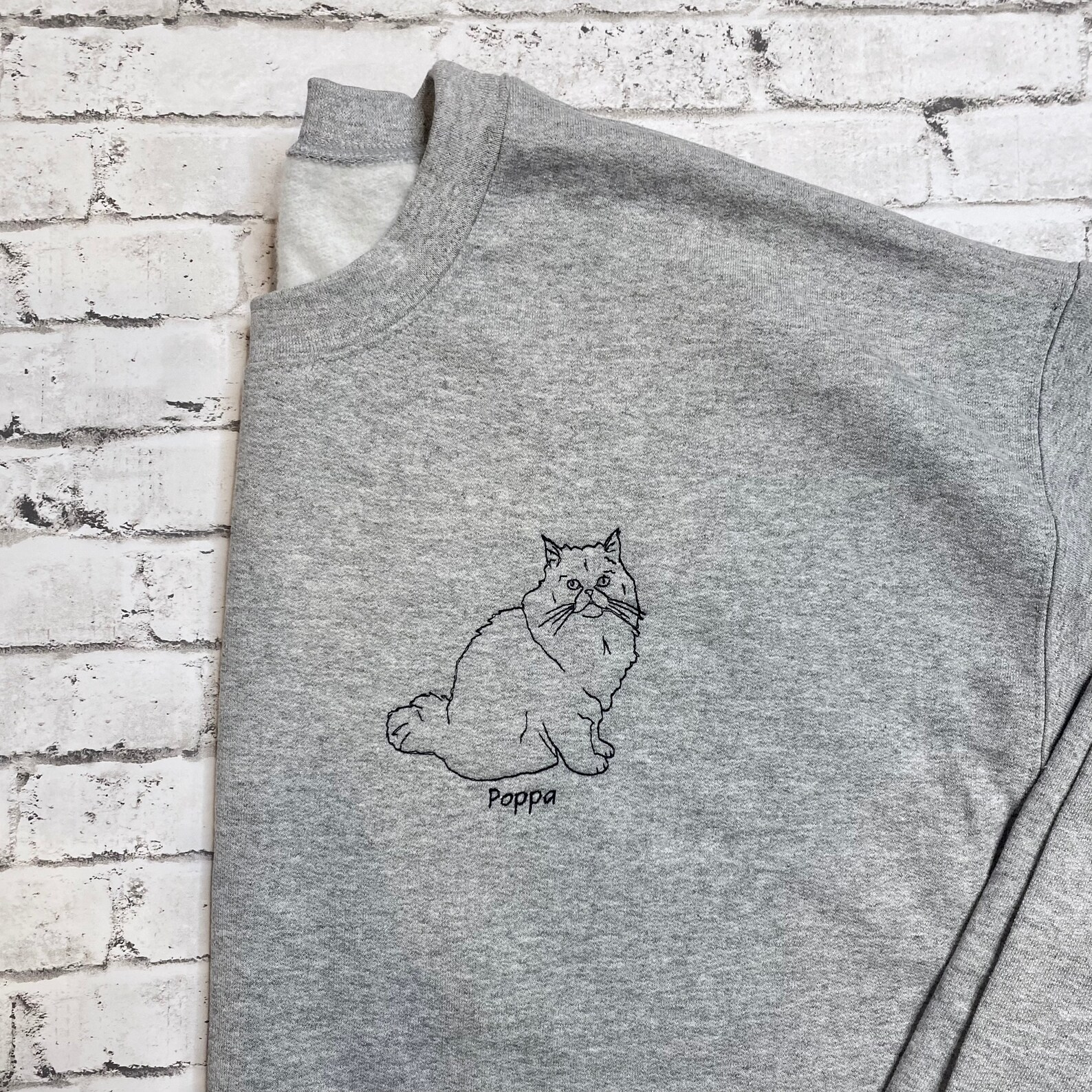 Personalized Embroidered Pet Portrait Sweatshirt, Custom Photo Gift