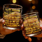 To My Husband Beat of My Heart, Personalized Whiskey Glass, Gift for Him
