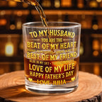 To My Husband Beat of My Heart, Personalized Whiskey Glass, Gift for Him