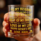 To My Husband Beat of My Heart, Personalized Whiskey Glass, Gift for Him