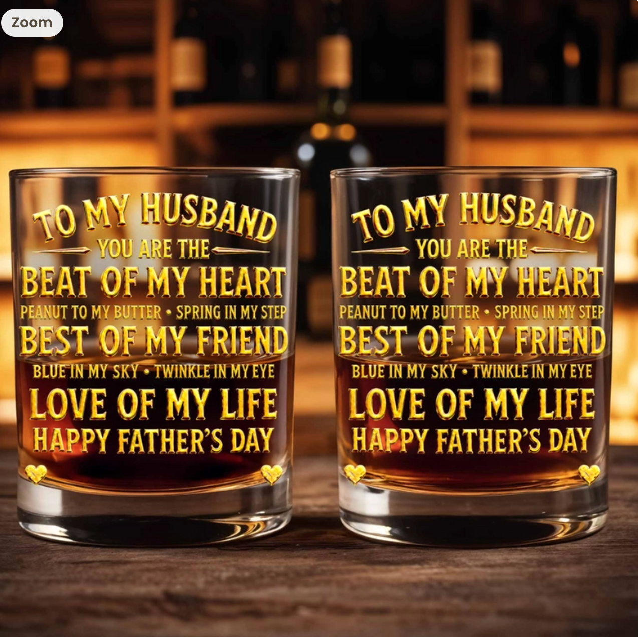 To My Husband Beat of My Heart, Personalized Whiskey Glass, Gift for Him