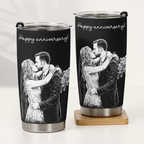 Custom Couple Photo Sketch Line Art Anniversary Gift For Him, Her - Personalized Tumbler Cup