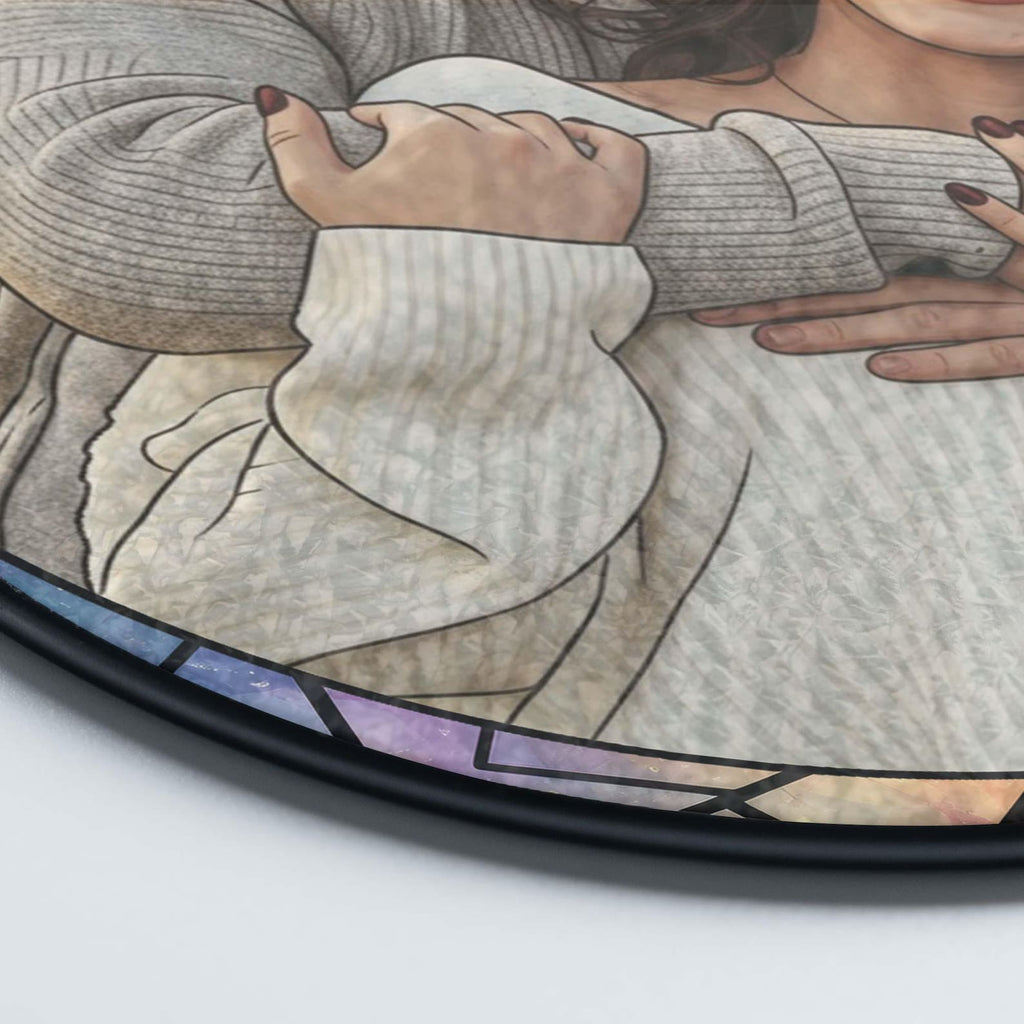 Custom Couple Photo Stained Glass, Wedding Anniversary Suncatcher, Family Potrait Window Decor Gift For Husband Wife, Grandparents Gift