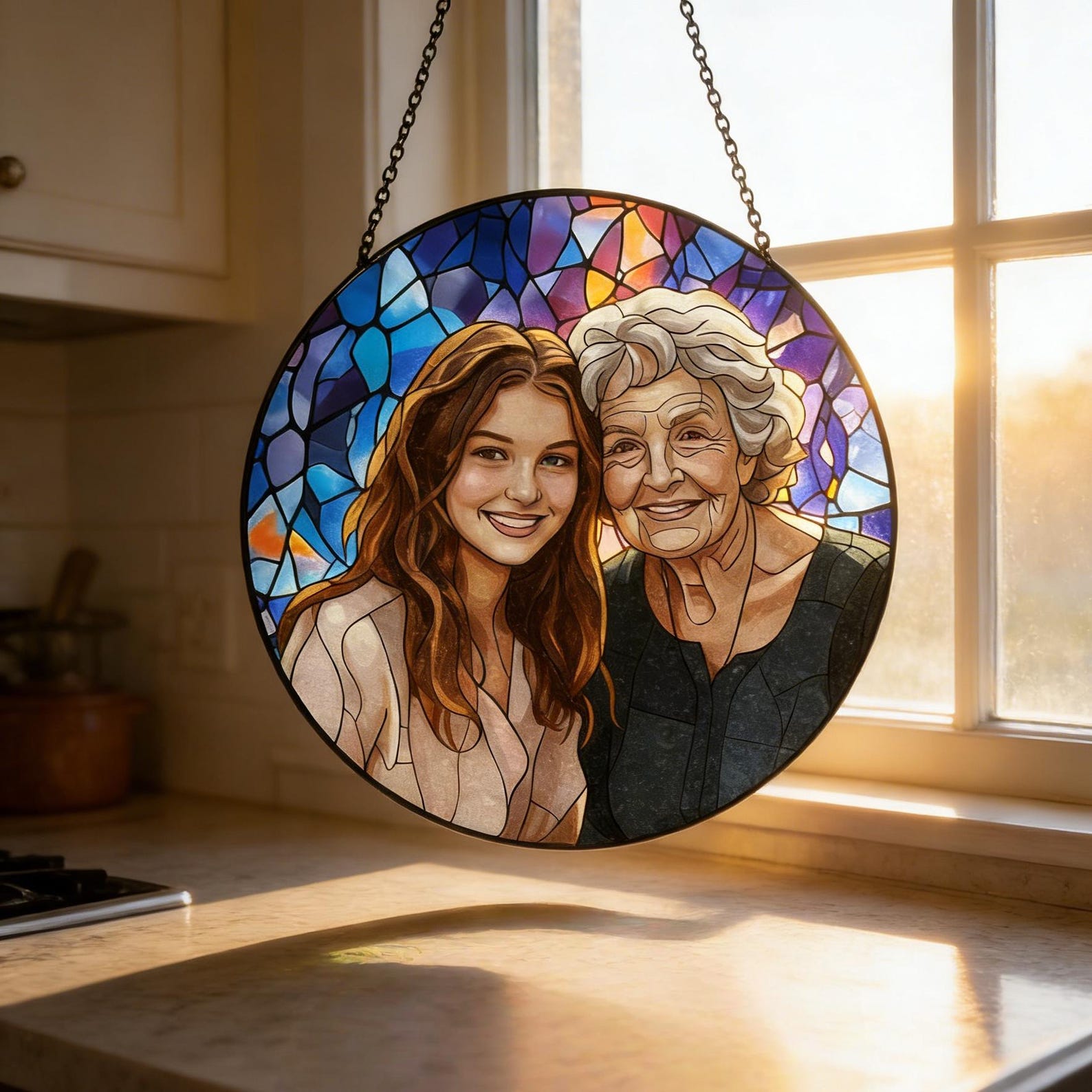 Custom Photo Stained Glass | Family Portrait Suncatcher