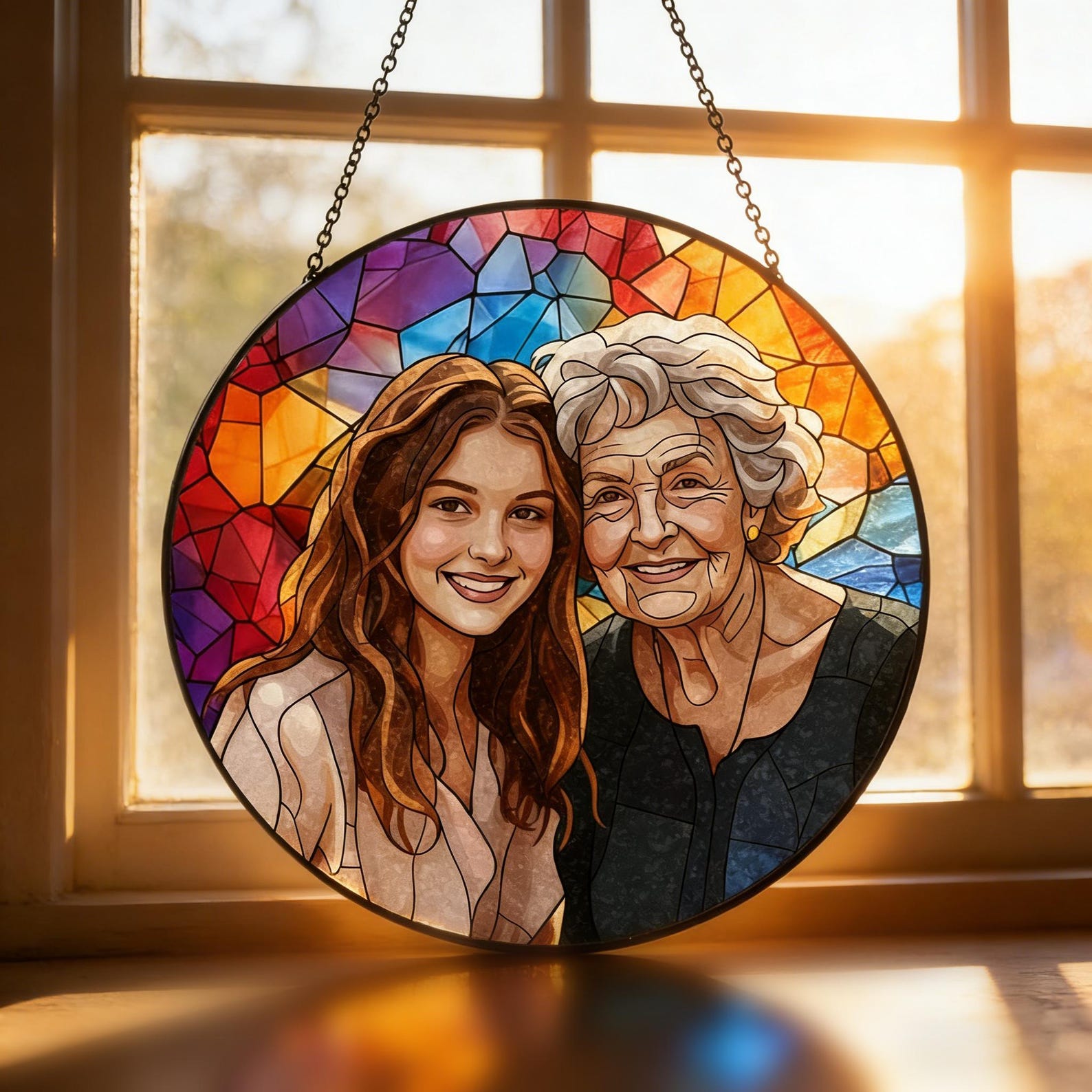 Custom Photo Stained Glass | Family Portrait Suncatcher