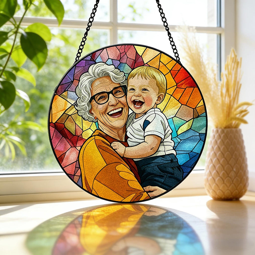 Custom Photo Stained Glass | Family Portrait Suncatcher