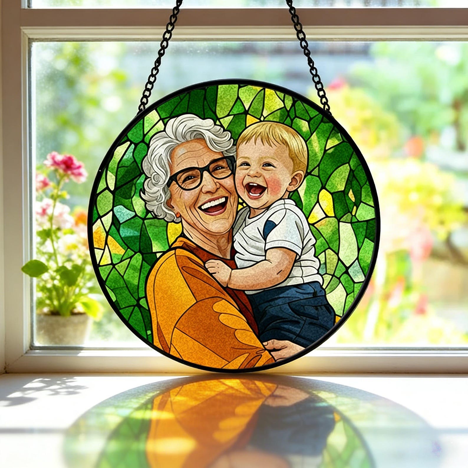 Custom Photo Stained Glass | Family Portrait Suncatcher
