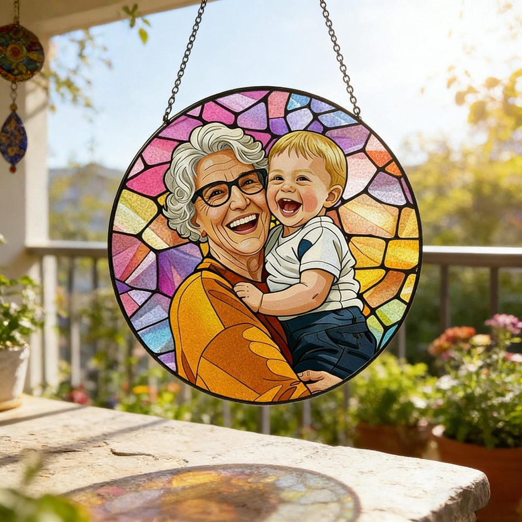 Custom Photo Stained Glass | Family Portrait Suncatcher