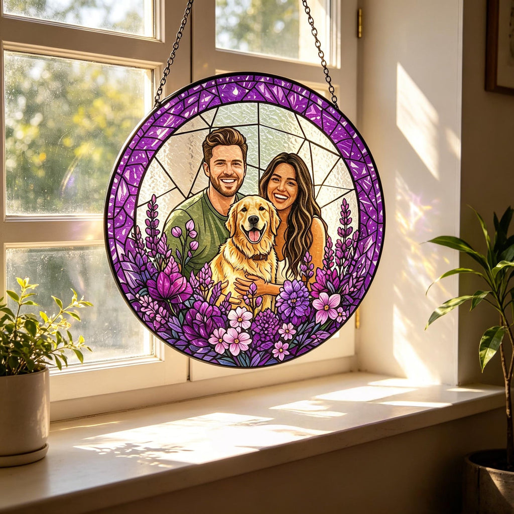 Custom Photo Stained Glass | Family Portrait Suncatcher