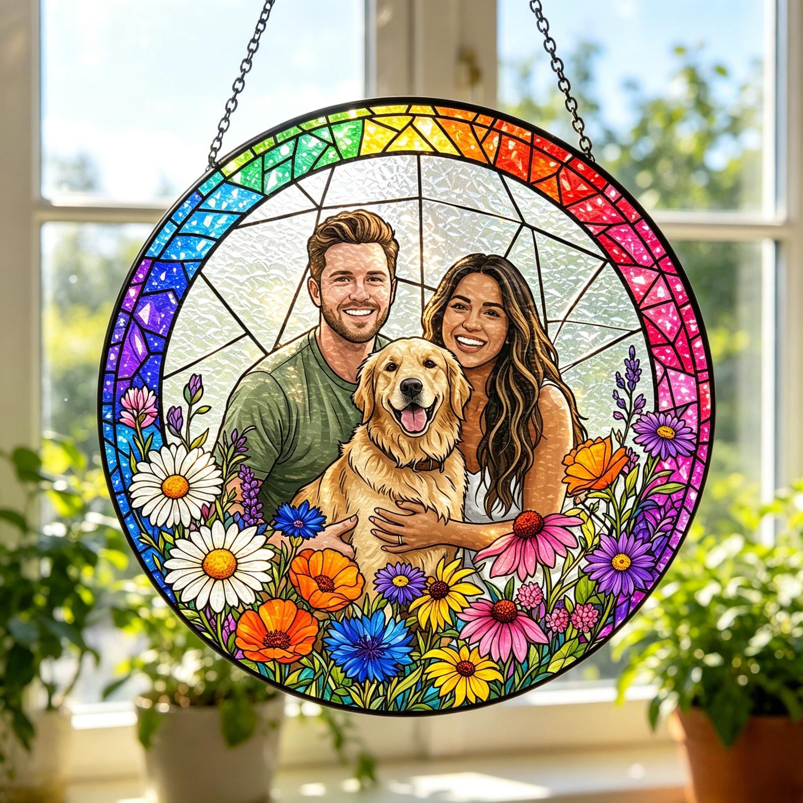 Custom Photo Stained Glass | Family Portrait Suncatcher