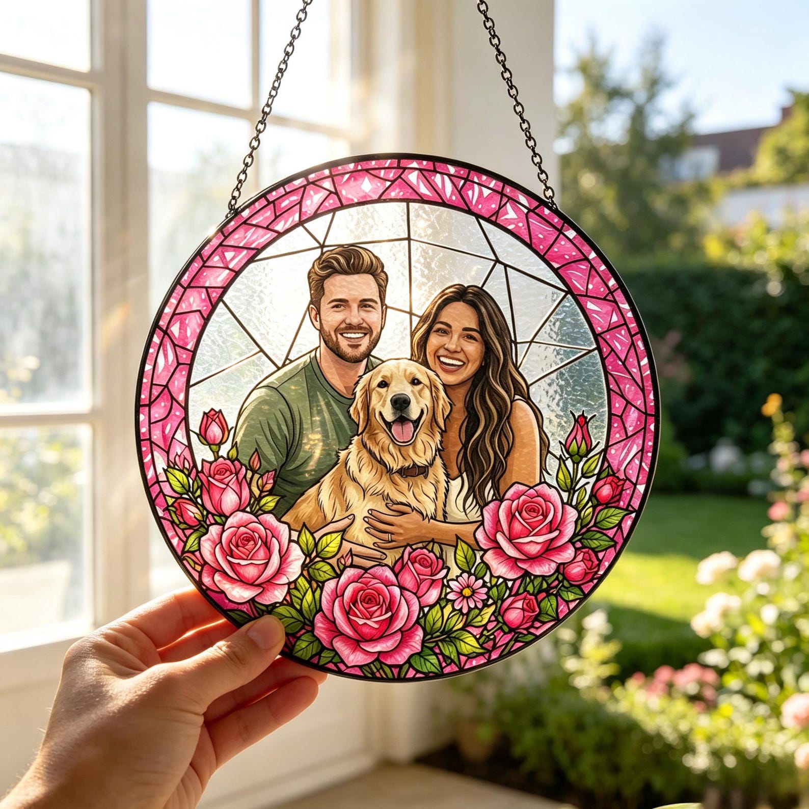 Custom Photo Stained Glass | Family Portrait Suncatcher